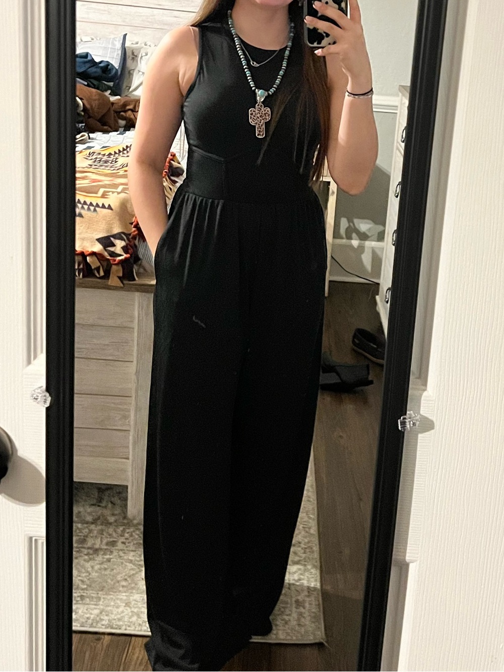 Amazon Black Sleeveless Wide-Leg Jumpsuit